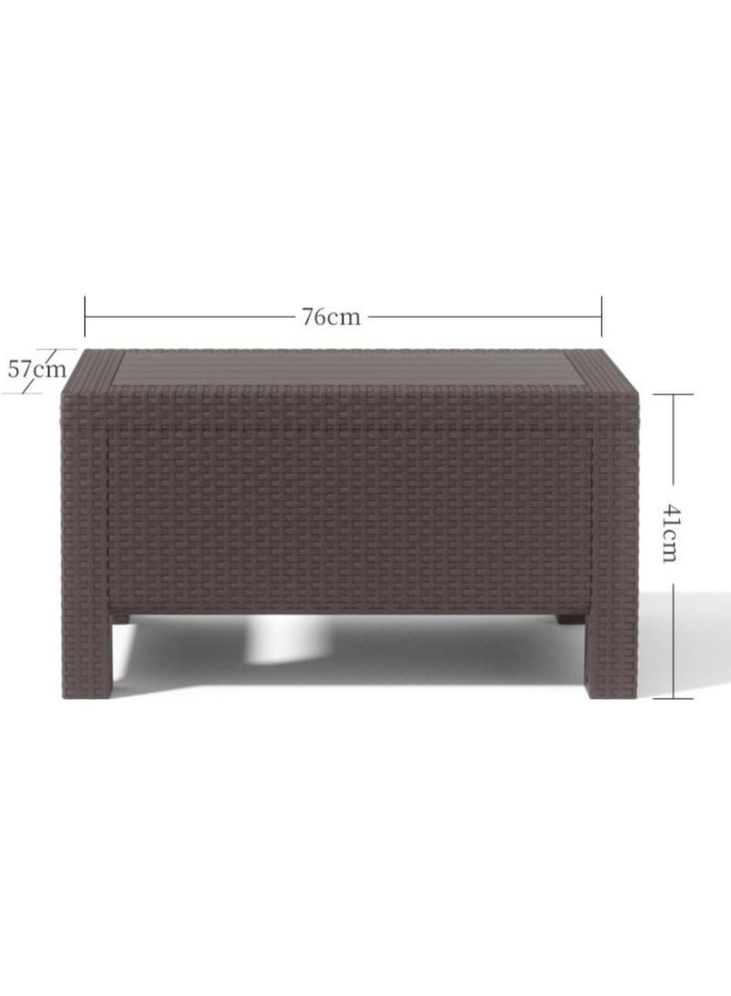 ماركولو طقم أريكة خارجية لـ 6 أشخاص - مقاعد من البلاستيك بلون بني داكن بتصميم يشبه الروطان، مع وسائد للمقاعد والظهر، وطاولتي قهوة، وحاملات أكواب مدمجة، أثاث مقاوم للعوامل الجوية مناسب للفناء والحديقة. - Image 5